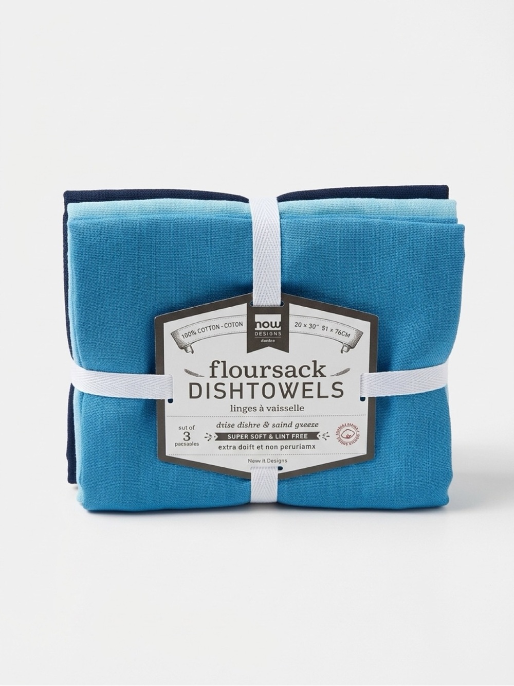Nica Cotton Kitchen Towels in Bright Blue and Navy